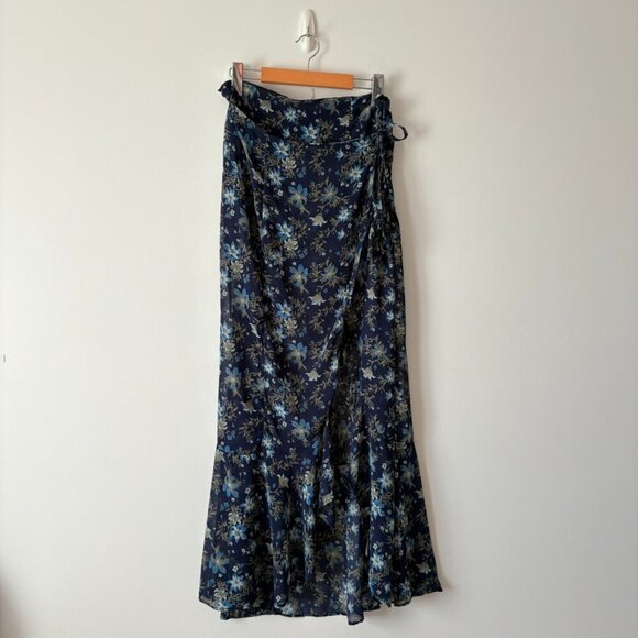 Free People Femme Edge Maxi Skirt Indigo Blue Floral Size 6 - Picture 6 of 10